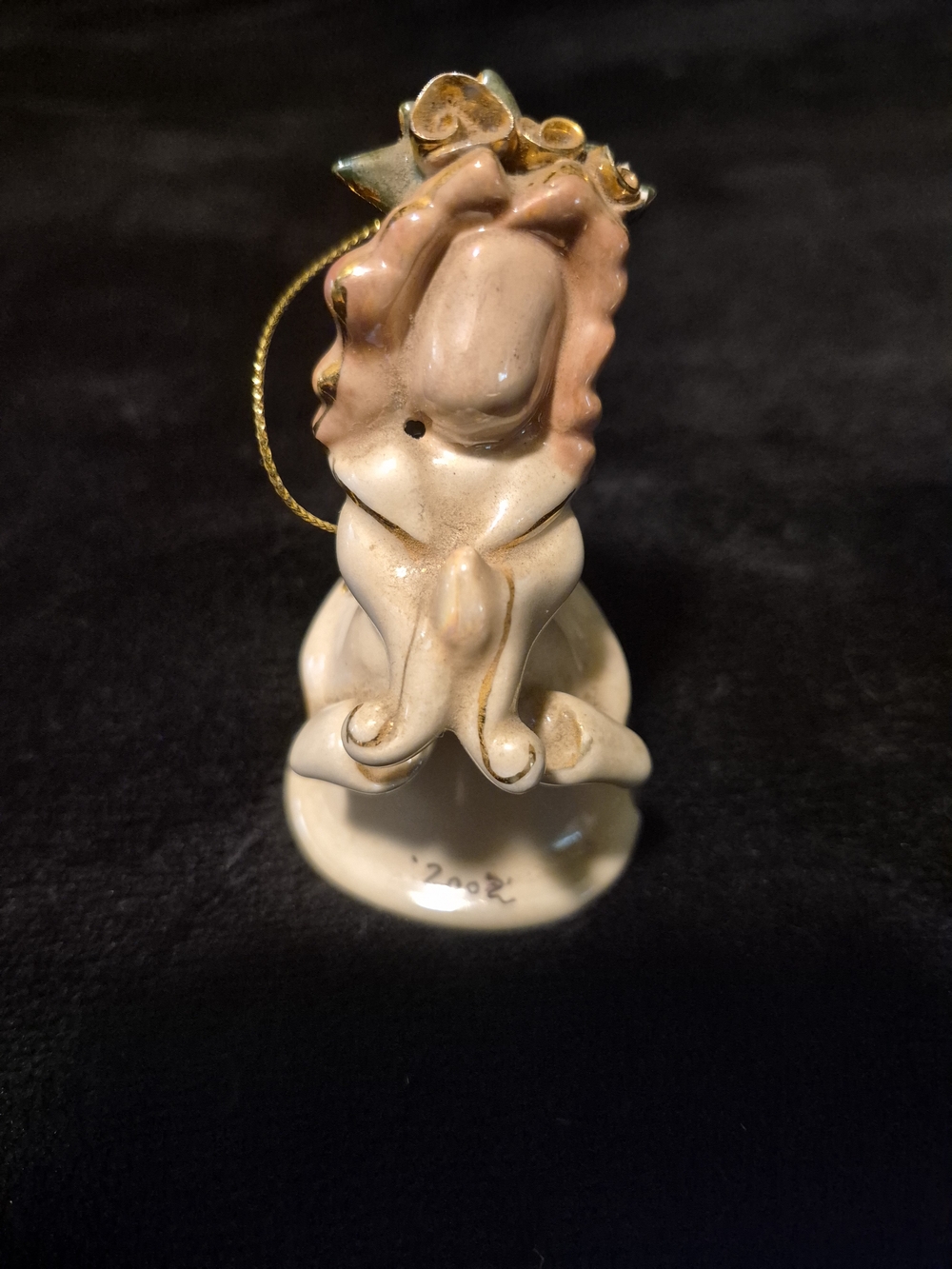 Vintage Heather Goldminc 2002 Ceramic Luster Glazed Angel Ornament Figurine